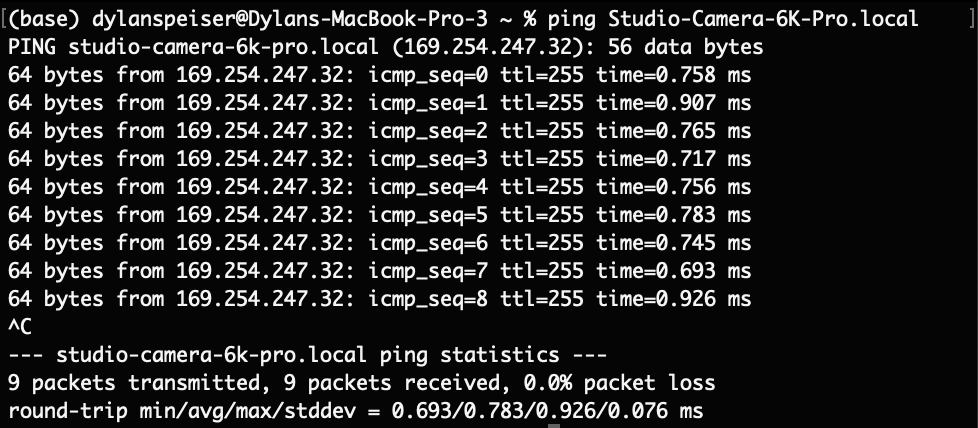 A screenshot of a terminal window running the ping command